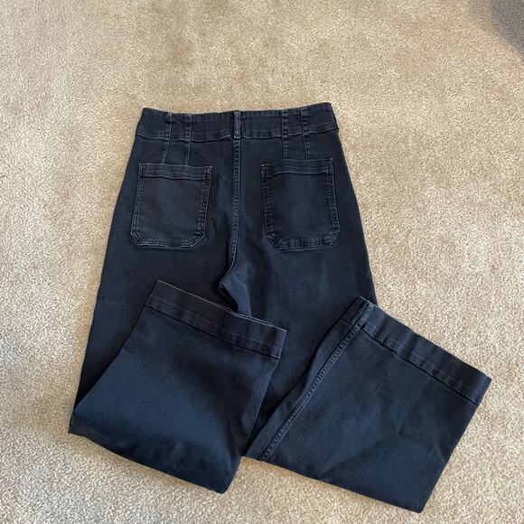 Anthro Colette High-Rise Crop Wide-Leg Jeans by Maeve SZ 31 Elm Black $130 EUC - Picture 8 of 12